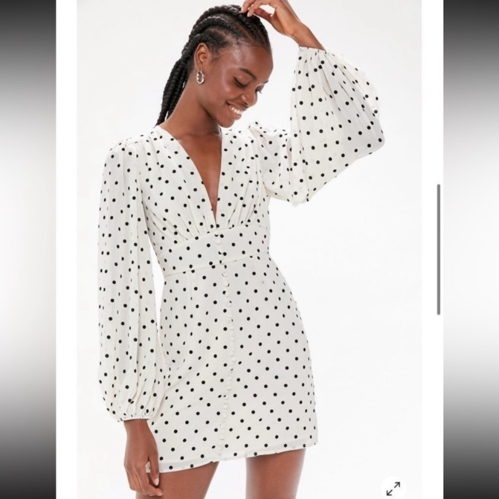 Urban Outfitters Women's Willow Plunging Polka Dot Mini Dress